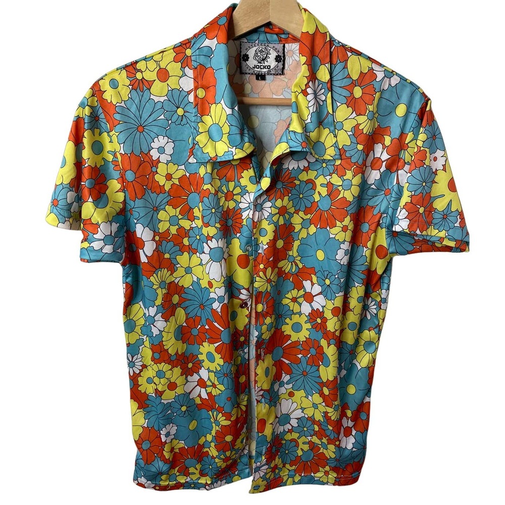Jocko Nylon Floral Shirt for Beach, Pool, etc.  fits like a Medium Hawaiian